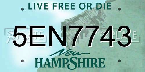 5EN7743 New Hampshire License Plate