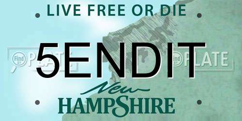 5ENDIT New Hampshire License Plate