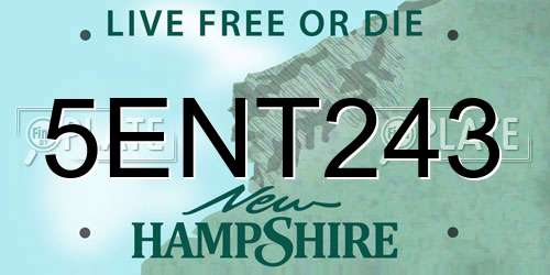 5ENT243 New Hampshire License Plate