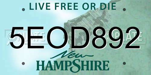 5EOD892 New Hampshire License Plate