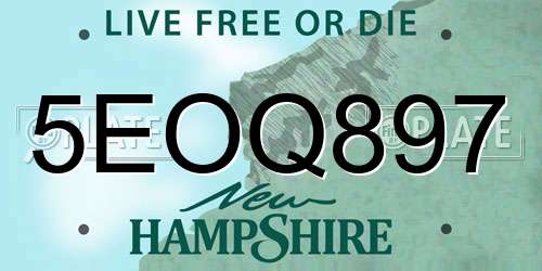 5EOQ897 New Hampshire License Plate