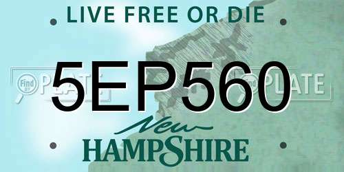 5EP560 New Hampshire License Plate
