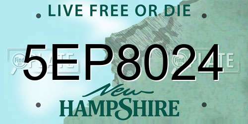 5EP8024 New Hampshire License Plate