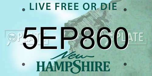 5EP860 New Hampshire License Plate