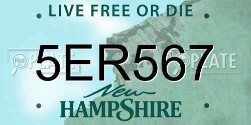 5ER567 New Hampshire License Plate