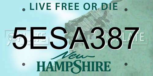 5ESA387 New Hampshire License Plate