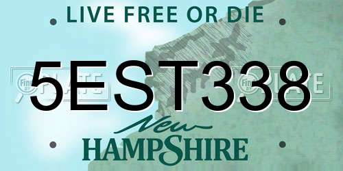 5EST338 New Hampshire License Plate