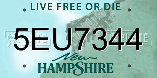 5EU7344 New Hampshire License Plate