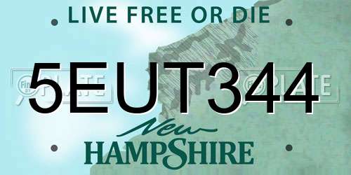 5EUT344 New Hampshire License Plate