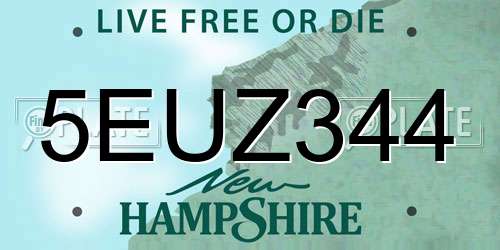 5EUZ344 New Hampshire License Plate