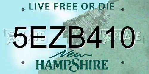 5EZB410 New Hampshire License Plate