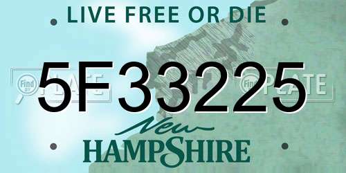 5F33225 New Hampshire License Plate