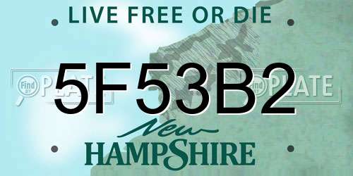 5F53B2 New Hampshire License Plate