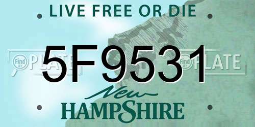 5F9531 New Hampshire License Plate