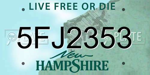 5FJ2353 New Hampshire License Plate