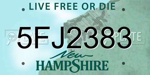 5FJ2383 New Hampshire License Plate
