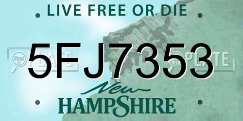 5FJ7353 New Hampshire License Plate