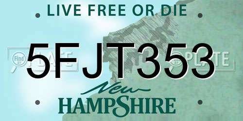 5FJT353 New Hampshire License Plate