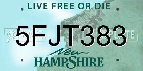 5FJT383 New Hampshire License Plate
