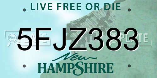 5FJZ383 New Hampshire License Plate