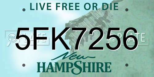 5FK7256 New Hampshire License Plate