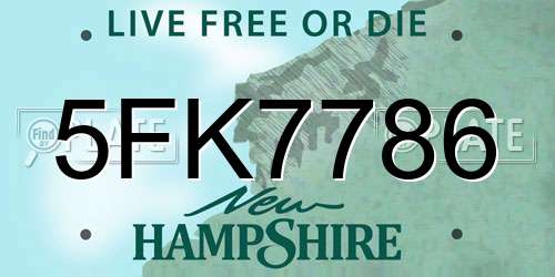 5FK7786 New Hampshire License Plate