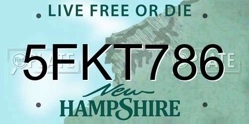 5FKT786 New Hampshire License Plate