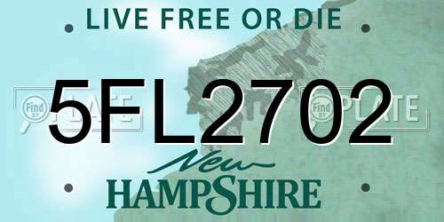 5FL2702 New Hampshire License Plate