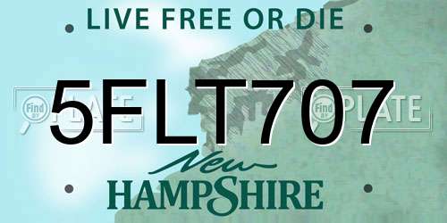 5FLT707 New Hampshire License Plate