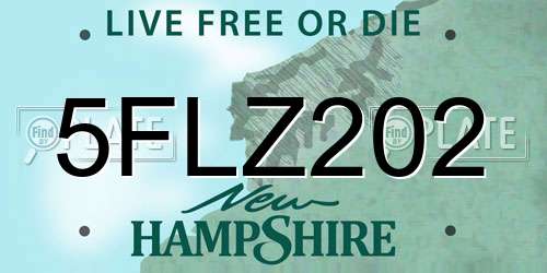 5FLZ202 New Hampshire License Plate