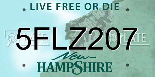 5FLZ207 New Hampshire License Plate