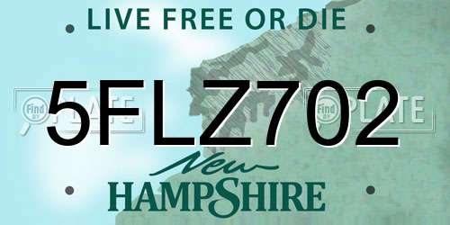 5FLZ702 New Hampshire License Plate