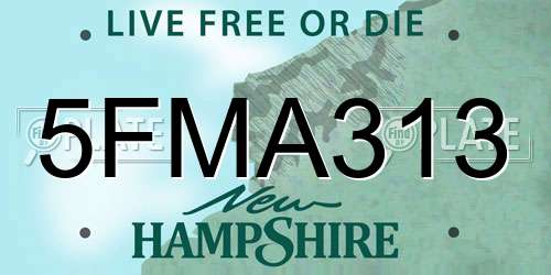 5FMA313 New Hampshire License Plate