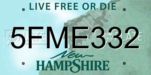 5FME332 New Hampshire License Plate