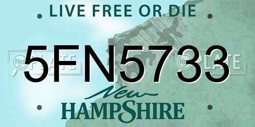 5FN5733 New Hampshire License Plate