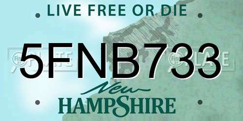 5FNB733 New Hampshire License Plate
