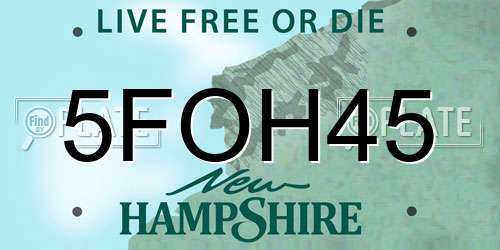 5FOH45 New Hampshire License Plate
