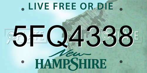 5FQ4338 New Hampshire License Plate