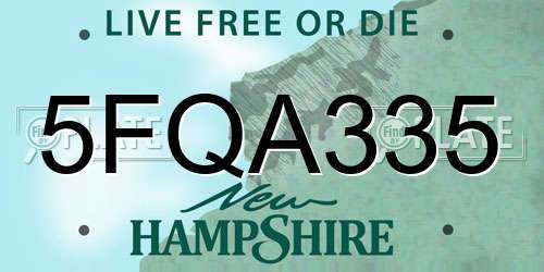 5FQA335 New Hampshire License Plate