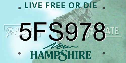 5FS978 New Hampshire License Plate