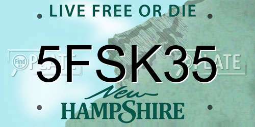 5FSK35 New Hampshire License Plate