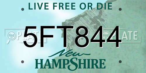 5FT844 New Hampshire License Plate