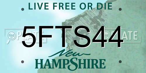5FTS44 New Hampshire License Plate