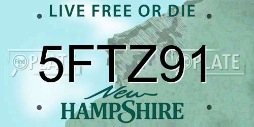 5FTZ91 New Hampshire License Plate