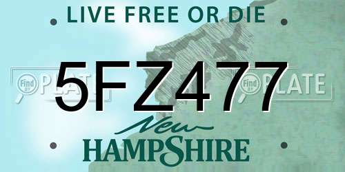 5FZ477 New Hampshire License Plate