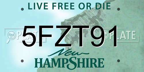 5FZT91 New Hampshire License Plate