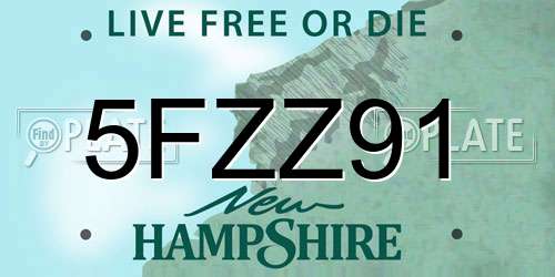 5FZZ91 New Hampshire License Plate