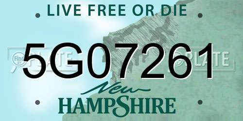 5G07261 New Hampshire License Plate