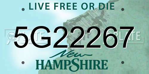 5G22267 New Hampshire License Plate