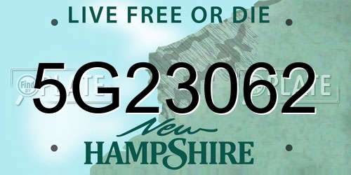 5G23062 New Hampshire License Plate